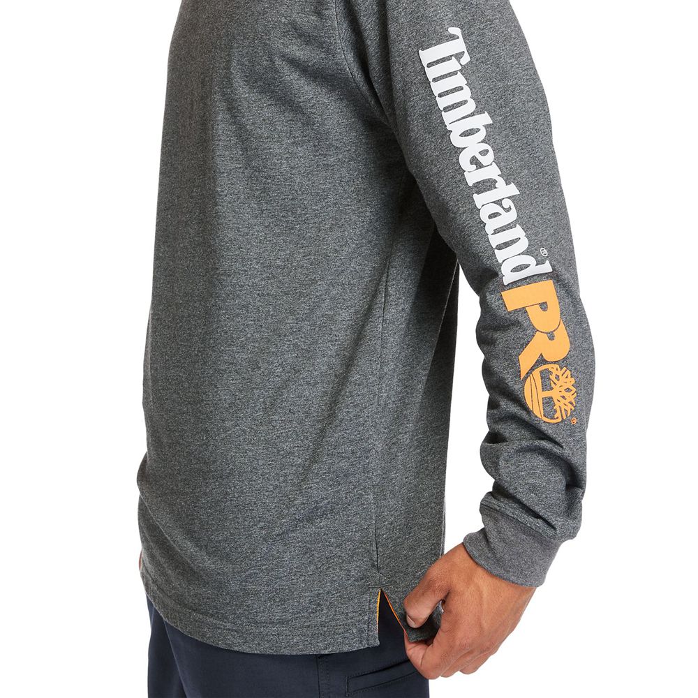 Timberland Mens T-Shirts PRO® Logo Sleeve Base Plate Wicking - Dark Grey - India GC1204759